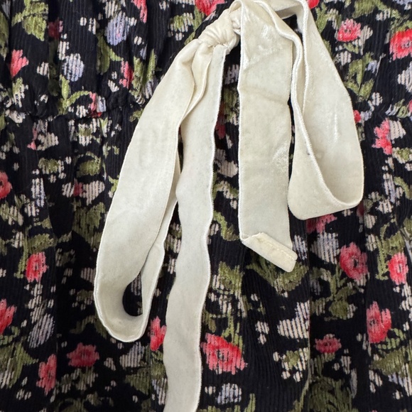 Free People Floral Boho Mini Dress Tie Front Puff Sleeve - Picture 4 of 5